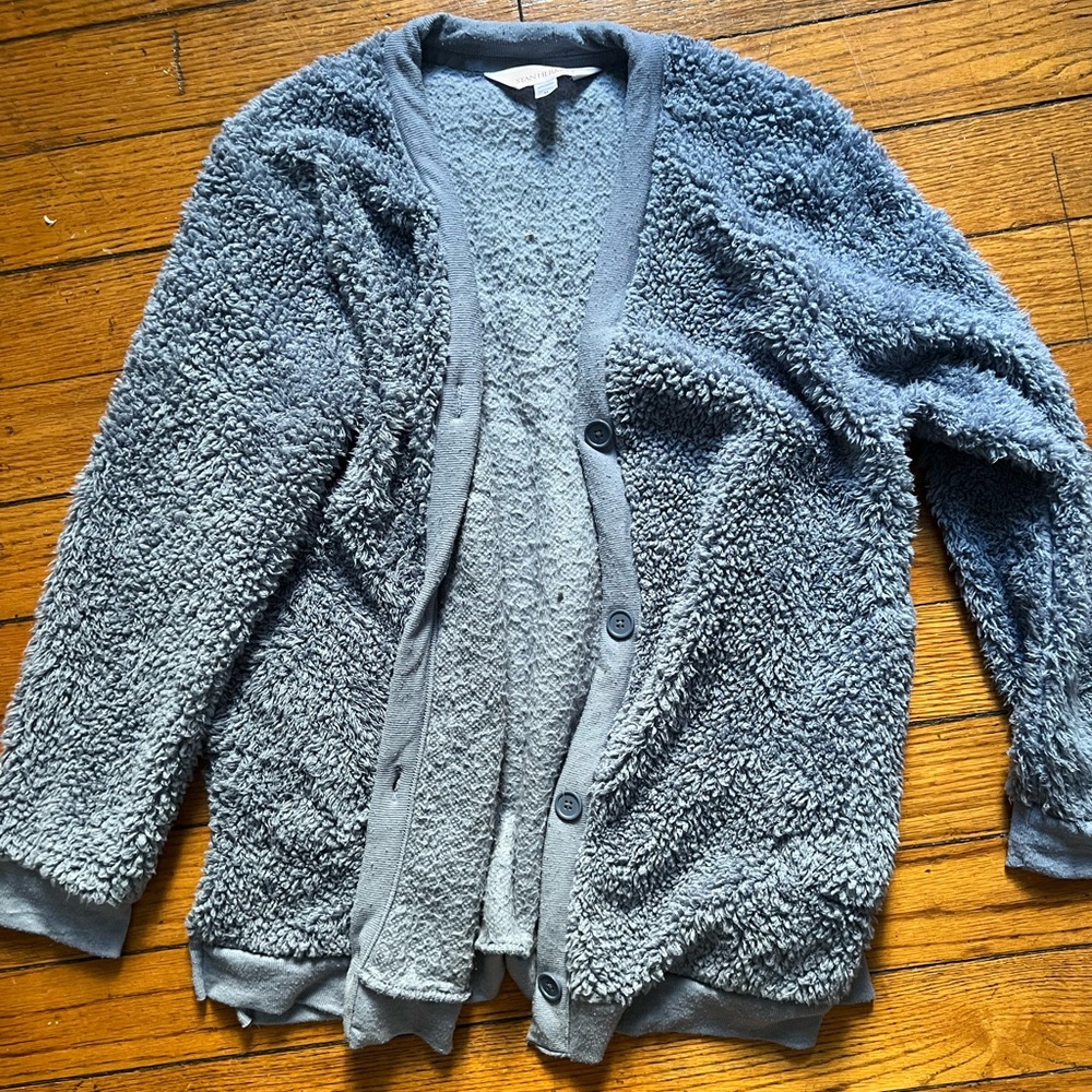 Blue sherpa cardigan
